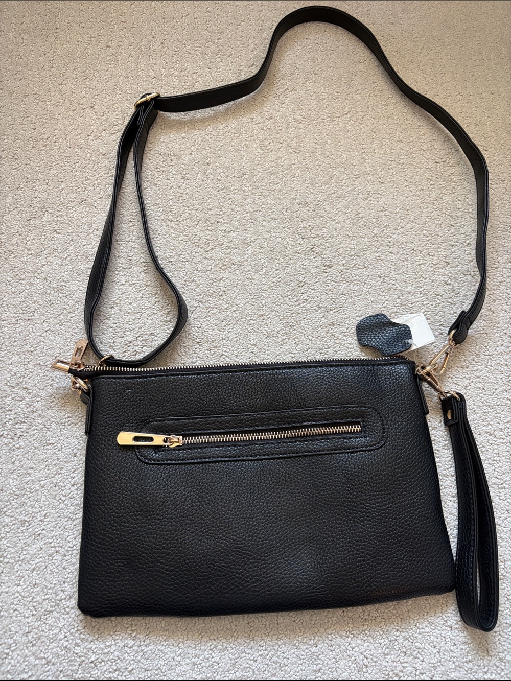 Classic Black Crossbody Bag with Gold Hardware